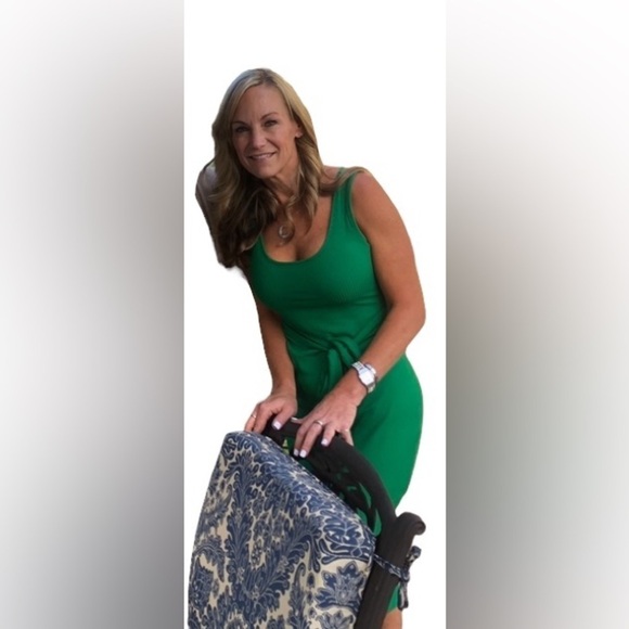 sugar lips green ribbed jersey knit cut out  midi dress body con st patty’s day - Picture 2 of 9